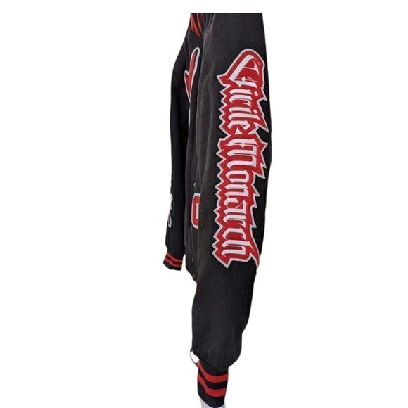 VM Quote Virile Monarch Wool Black & Red Varsity Jacket Men's Size S/M - Picture 11 of 12